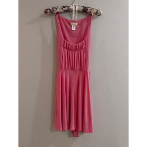 Y2K Baby Phat Pink Mini Dress Rhinestone Chain Strap Gathered Tie Back Small NEW